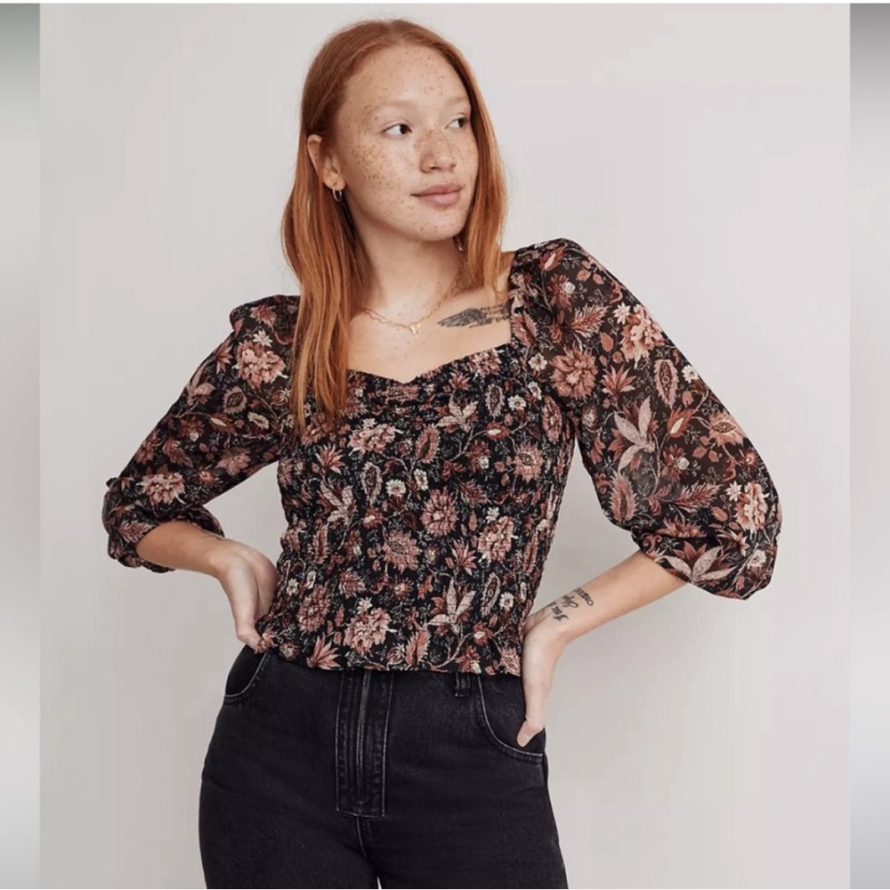 Madewell Lucie smocked top XL